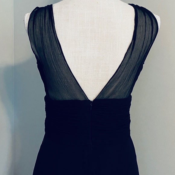 WHBM Formal Dress Silk Sheer Sleeveless Plunge Neckline Padded Bra Black S 4 - Picture 10 of 13